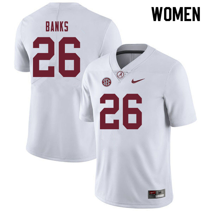 Women #26 Marcus Banks Alabama Crimson Tide College Football Jerseys Sale-White